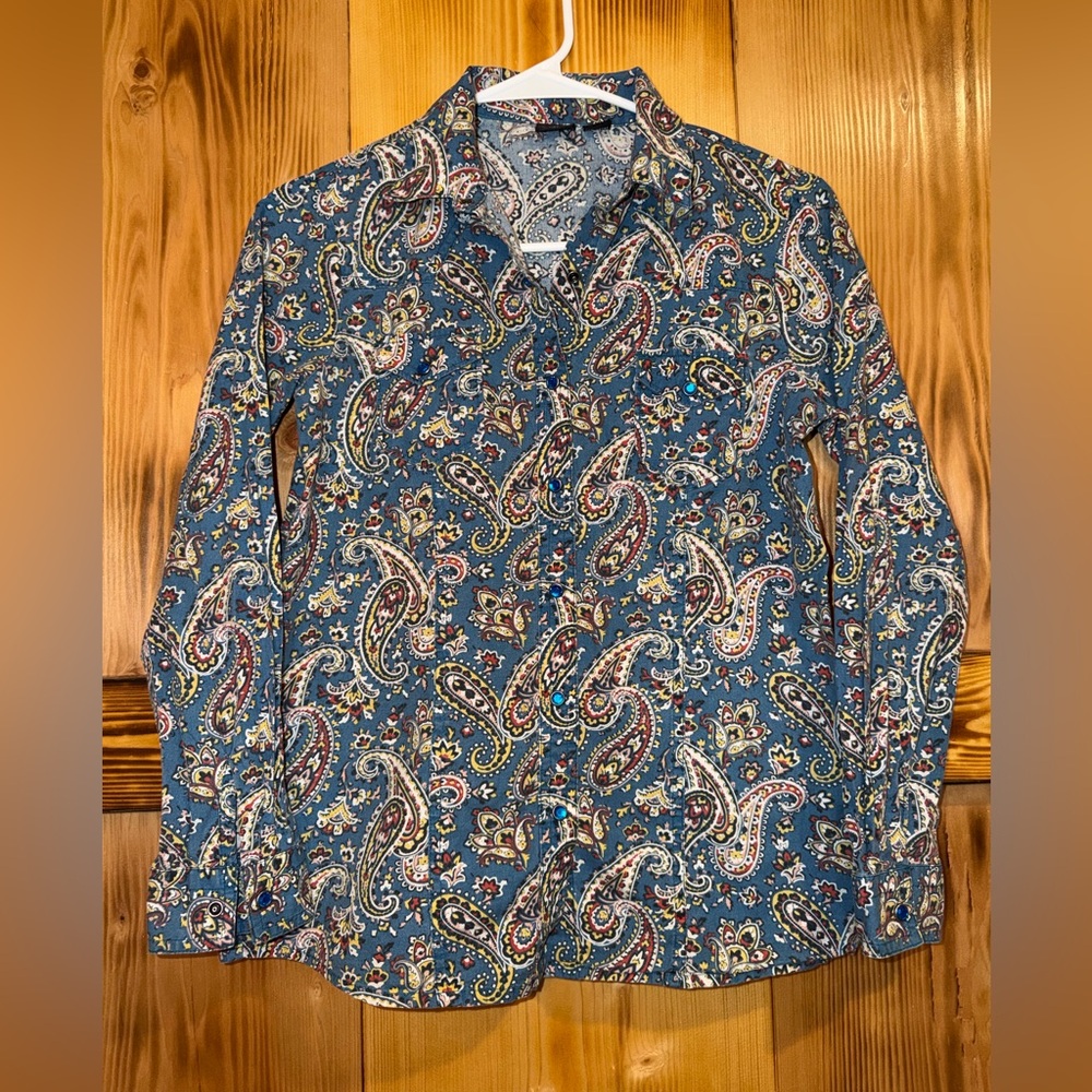 Cruel Girl Blue Paisley Kids Button Down Shirt